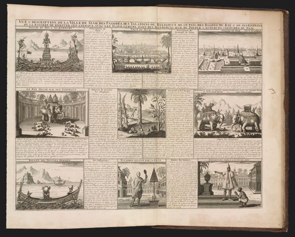 Vue & description de la ville de Siam , des pagodes, des Talapoins ou religieux de ce pais, des Balons du Roi & de ses elephans...