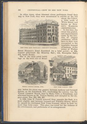 New York Live Insurance Company's Building; White Conduit House, 1776; New York Garden, 1828.
