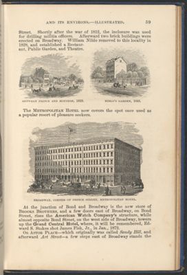 Between Prince and Houston, 1823; Niblo's Garden, 1845; Broadway, Corner of Prince Street, Metropolitan Hotel.