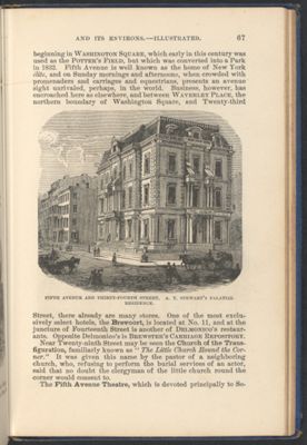 Fifth Avenue and Thirty-Fourth Street. A.T. Stewart Palatial Residence.
