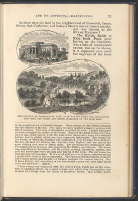 The Collect, or Fresh Water Pond, as it was 100 years ago, and as it is Now with the Tombs and Other Buildings on the Same Spot.