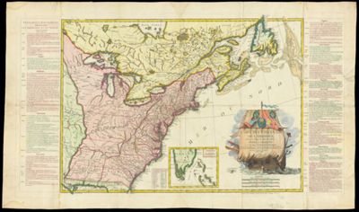 Carte des Etats-Unis de L'Amerique Suivant le Traité de Paix de 1783. Dédiée et présentée a S.Excellence Mr. Benjamin Franklin Ministre Plénipotentiaire des Etats-Unis de L'Amérique près la Cour de France, anc. Présid de la conventió de Pensilvanie et de la Société Philosophique de Philadelphie, & c. & c. Par son très humble et très obeissant Serviteur Lattré. 1784. avec Privilege du Roi.