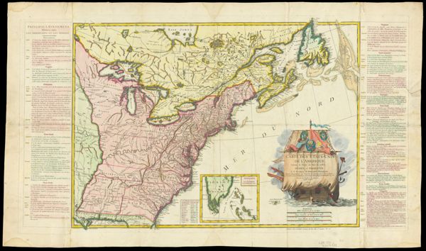 Carte des Etats-Unis de L'Amerique Suivant le Traite de Paix de 1783. Dediee et presentee a S.Excellence Mr. Benjamin Franklin Ministre Plenipotentiaire des Etats-Unis de L'Amerique pres la Cour de France, anc. Presid de la conventio de Pensilvanie et de la Societe Philosophique de Philadelphie, & c. & c. Par son tres humble et tres obeissant Serviteur Lattre. 1784. avec Privilege du Roi.