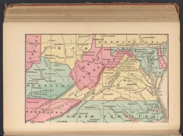 Indiana, Ohio, Kentucky, West Virginia, Pennsylvania, Maryland, Virginia, Tennessee, North Carolina.