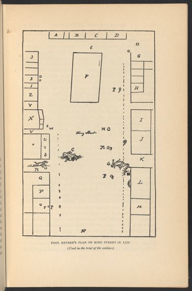 Paul Revere's Plan of King Street in 1770 (Used in the trial of the soldiers)