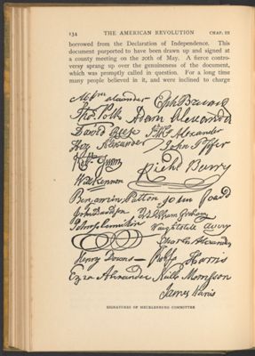 Signatures of Mecklenburg Committee