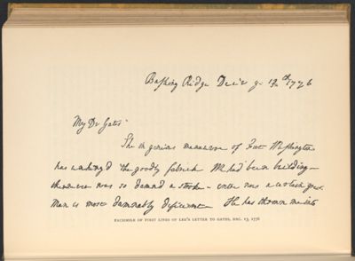 Facsimile of First Lines of Lee's Letter to Gates, Dec. 13, 1776