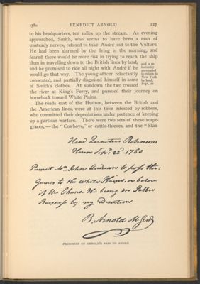 Facsimile of Arnold's Pass to Andre