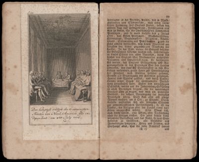 Der Congress erklärt die 13 vereinigten Staaten von Nord - America fur independent. am 4ten July 1776.