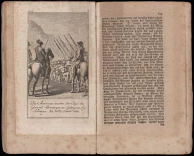 Die Americaner machen das Corps des General Bourgoyne zu Gefangnen, bey Saratoga. am 16ten Octobr 1777.