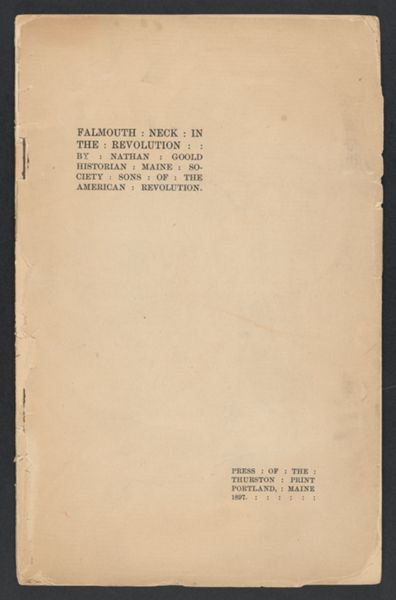 Falmouth Neck in the Revolution by Nathan Goold [Front Cover]