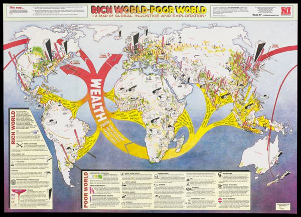 Rich World - Poor World : A Map of global injustice and exploitation: concept, text and artwork by Polyp