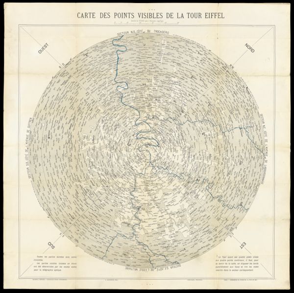 Carte des points visibles de la Tour Eiffel