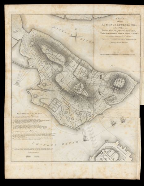 A Plan of the Action at Bunkers Hill, on the 17th of June 1775. Between His Majesty's Troops, Under the Command of Major General Howe, And the American Forces [Style II]
