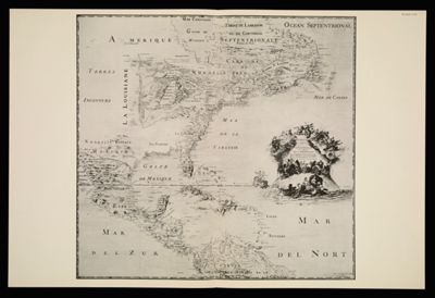 [Plate VIII] Carte de l'Amerique septentrionale et partie de la meridionale depuis l'embouchure de la Riviere St. Laurens, jusques a l'Isle de Cayenne, avec les nouvelles decouvertes de la Riviere Mississipi ou Colbert. [1942 copy of 1682 original]