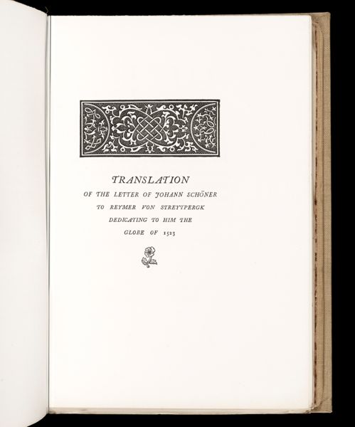 Translation of the letter of Johann Schöner to Reymer von Streytpergk dedicating to him the the globe of 1523