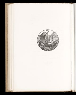 [Untitled image of a naked man in a boat with an animal skin for the sail]