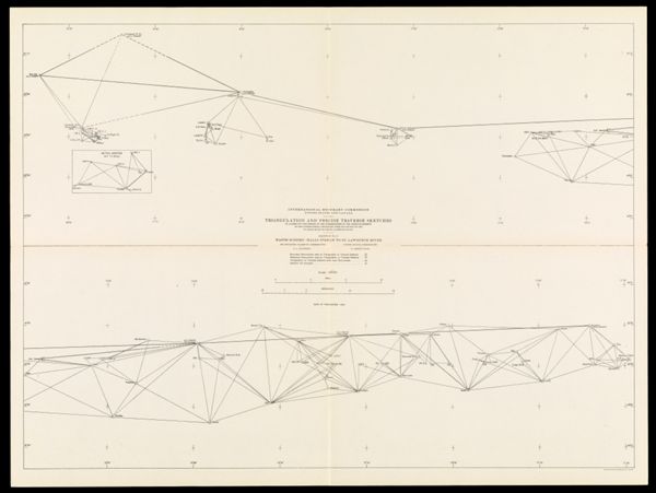 International Boundary Commission United States and Canada Triangulation and precise traverse sketches to accompany the report of the commissioners on the reestablishment of the international boundary from the source of the St. Croix River to the St. Lawrence River Sketch No. 3 Major Scheme - Halls Stream to St. Lawrence River