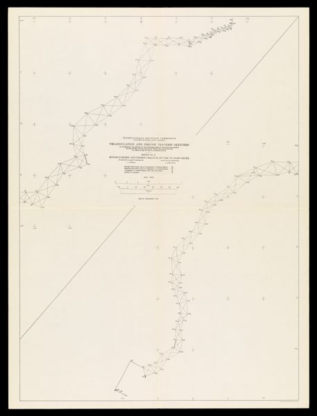International Boundary Commission United States and Canada Triangulation and precise traverse sketches to accompany the report of the commissioners on the reestablishment of the international boundary from the source of the St. Croix River to the St. Lawrence River Sketch No. 9 Minor Scheme - Southwest branch of the St. John River