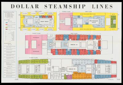 Stateroom Plan: First Class, Tourist Class, Dollar Steamship Lines