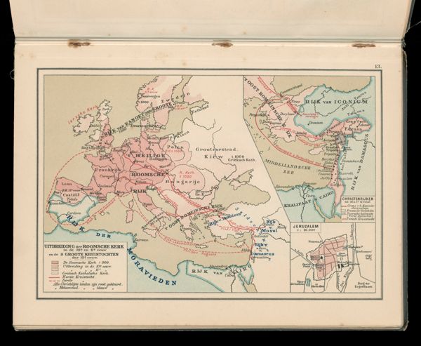 Uitbreiding der Roomsche Kere in de 10e en 11e eeuw en de 3 Groote Kruistochten der 12r eeuw.