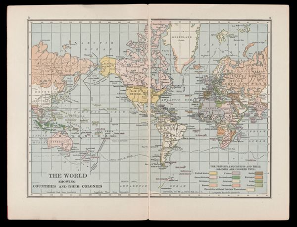 The World showing countries and their colonies