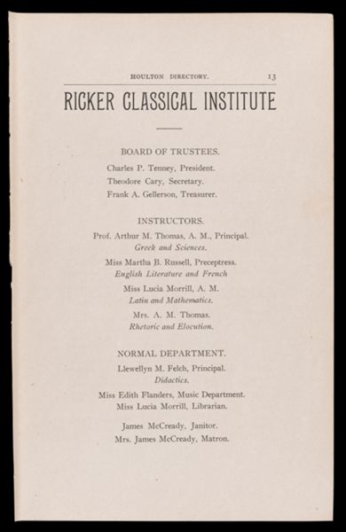 The Houlton Directory. Schools 3