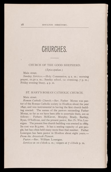 The Houlton Directory. Churches. 1