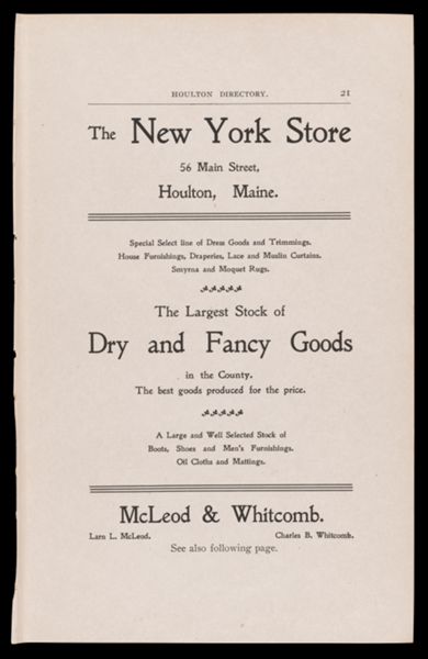 The Houlton Directory. Text (advertisement) page 13