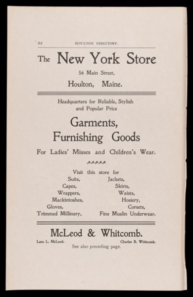 The Houlton Directory. Text (advertisement) page 14