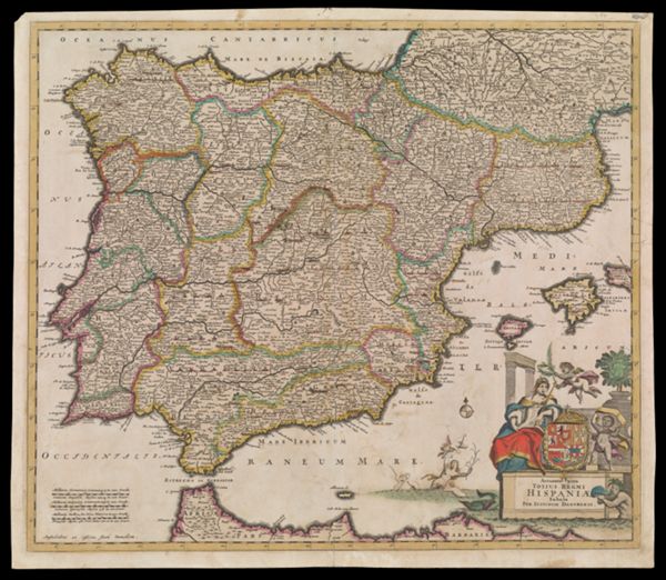 Accuratissimi Totius Regni Hispaniae Tabula per Justinum Danckerts.