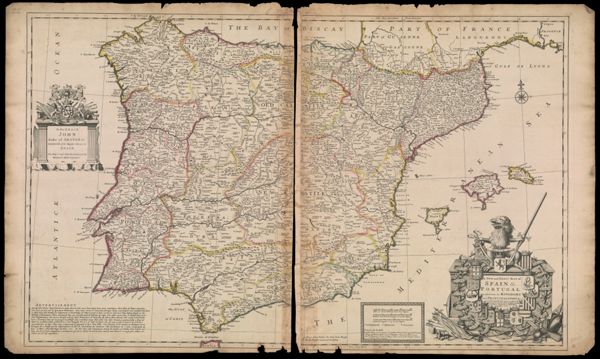 A New and Exact Map of Spain & Portugal Divided into its Kingdoms and Principalities & c with ye Principal Roads and considerable Improvements, the whole rectify'd according to ye Newest Observations, by H. Moll Geographer, 1711.