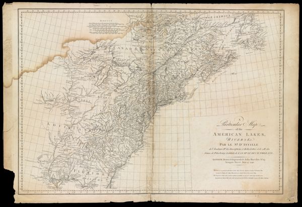 A Particular Map of the American Lakes, Rivers & c. Par le Sr. D'Anville de l'Academie Rle. des Inscriptions et Belles Lettres et de celle des Siences de Petersbourg Secretaire de S.A.S.Mgr. le Duc D'Orleans.