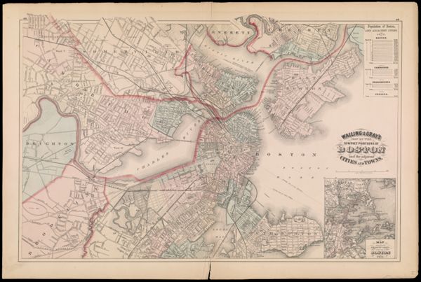 Walling & Gray's Map of Compact Portions of Boston and the adjacent Cities and Towns.