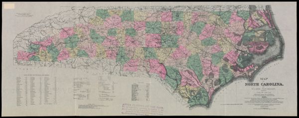 Map of North Carolina by W.C. Kerr, assisted by Capt. Wm. Cain, C.E. Published Under the Authority of the State Board of Agriculture. 1882.