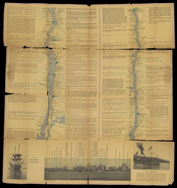 Historic Map of the Picturesque Hudson from New York to Albany 143 Miles Most beautiful river scenery in the world
