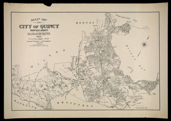 Map of the City of Quincy Norfolk County Massachusetts 1923