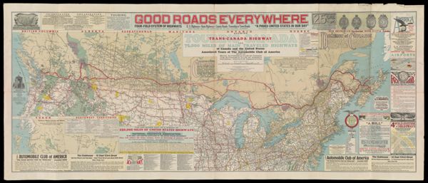 Showing and touring Canada : 75,000 miles of main traveled highways of Canada and the United States including associated tours of the Automobile Club of America / issued by Royal Automobile Club of Canada ; The Automobile Club of America ; National Highways Association