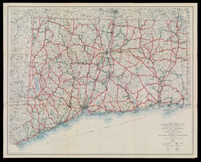 Map of Connecticut showing the system of trunk line highways and connecting state aid roads