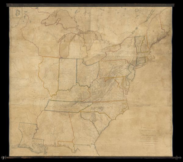 A New and Correct Map of The United States of North America; Exhibiting The Counties, Towns, Roads &c in each State. Carefully compiled from Surveys and the most Authentic Documents. By Samuel Lewis.