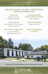 Gamma Sigma (University of Rhode Island) House Dedication Ceremony program