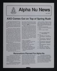 Alpha Nu News, July 1987