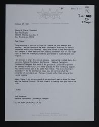 Judy Anderson to Stacie Pierce Letter, October 27, 1991