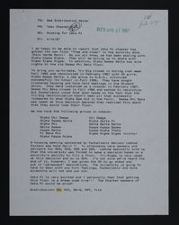 Tami Channell Housing for Zeta Pi Memo, April 14, 1987