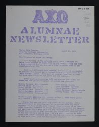 Delta Zeta Alumnae Newsletter, April 14, 1975