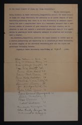 Signed Omicron Chapter Installation Petition, April 22, 1908