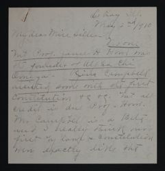 Bessie G. Keenan to Miss Siller Letter, May 2, 1910