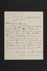 Doris Crum to Mrs. Houser Letter, January 26, 1942