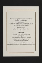 Nancy Nitchman Leonard Retirement Celebration Invitation, 1999