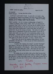 Ruth to Jan Crandall and Martha Hannegan Letter, August 21, 1984